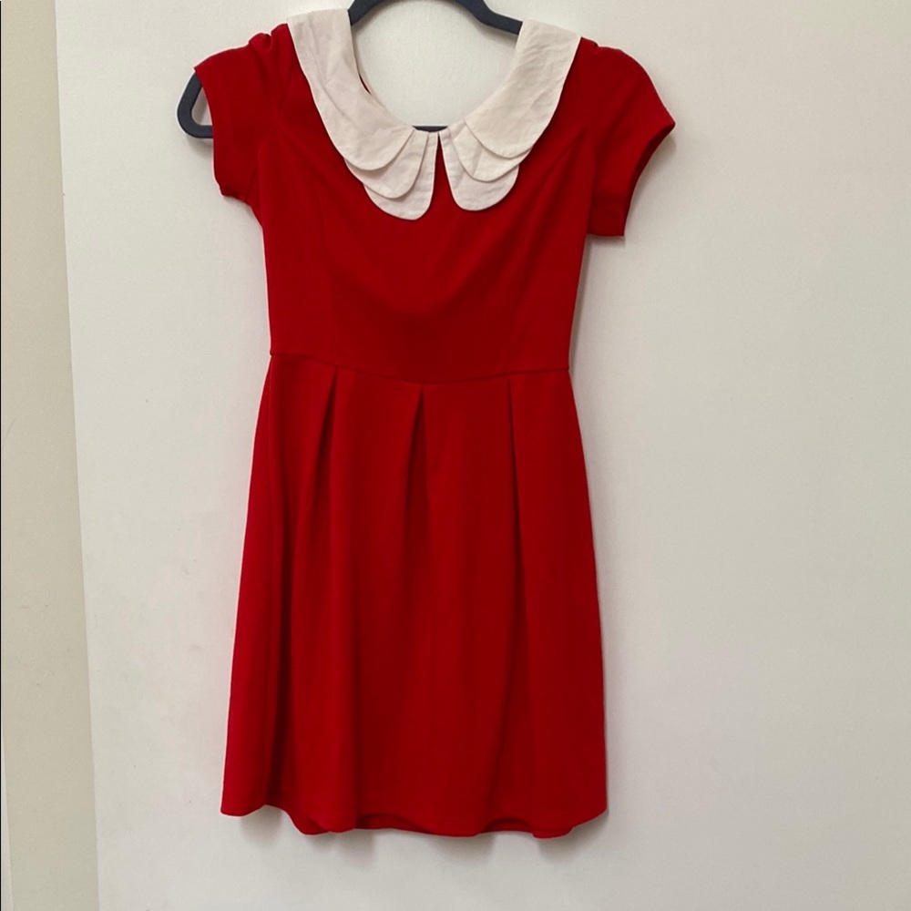 Red  Dress with White Collar